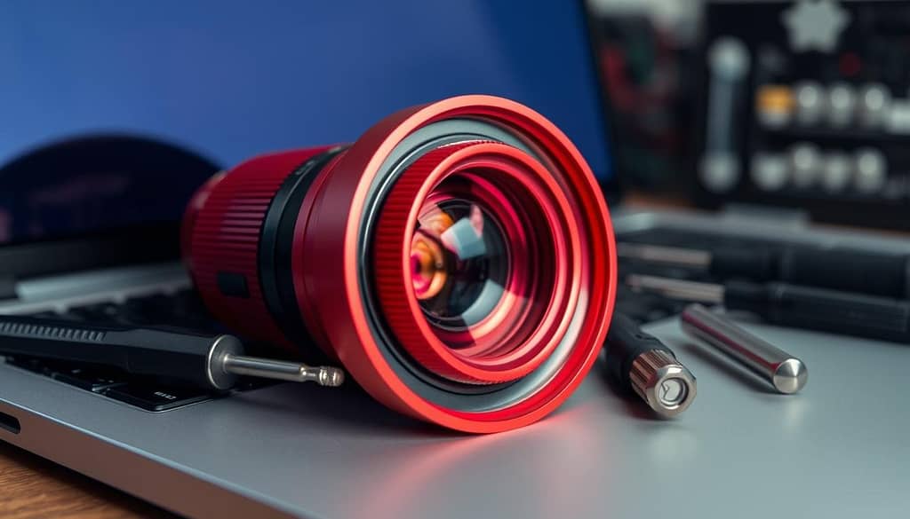 why is the camera lens red on my laptop